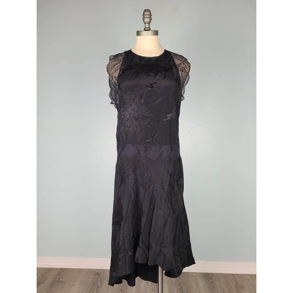 Zadig & Voltaire M 100% Silk Roberto Jac Dress Lace Noir Drop Waist Whimsigoth